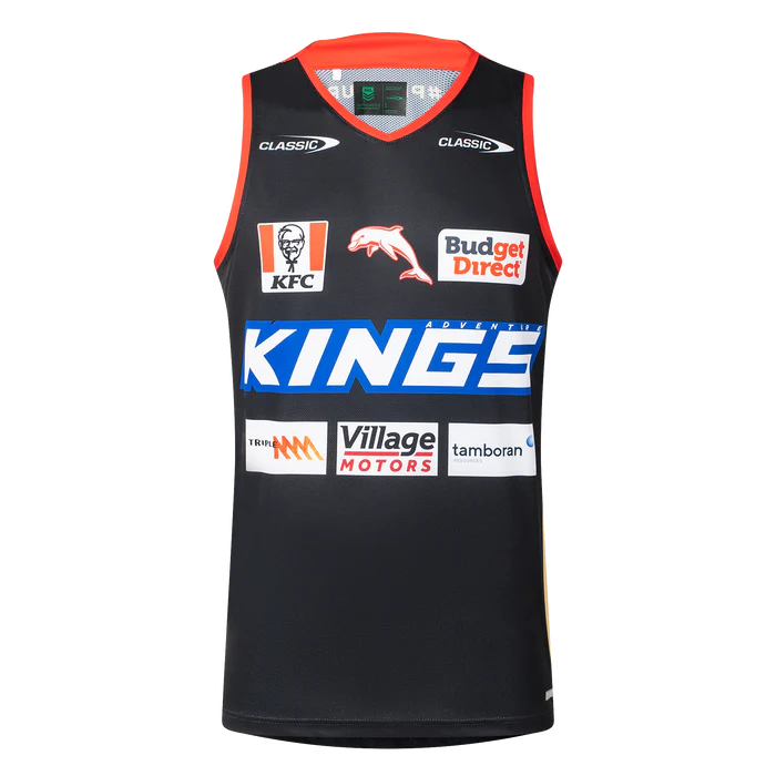 NRL Dolphins 2025 Black Training Singlet