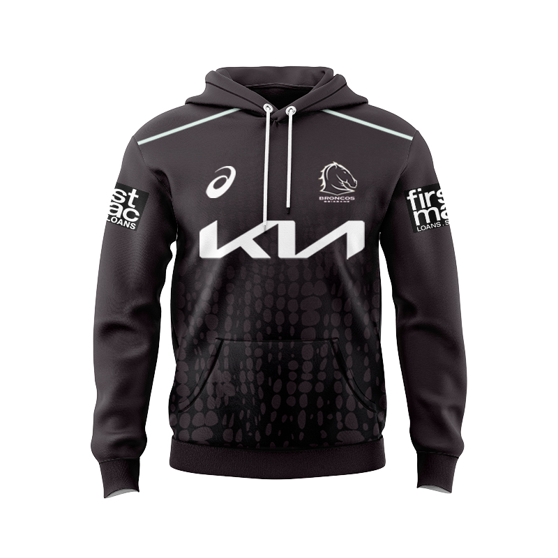 NRL Brisbane Broncos 2025 Black Training Hoodie