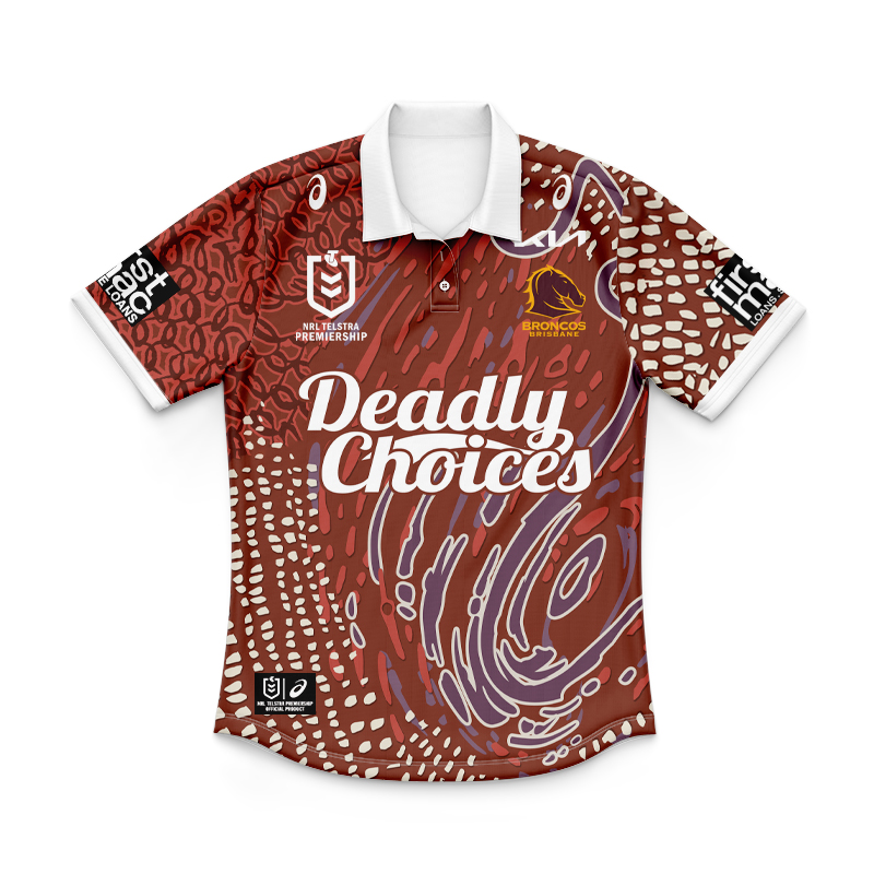 Kid's NRL Brisbane Broncos 2024 Indigenous Polo Shirt