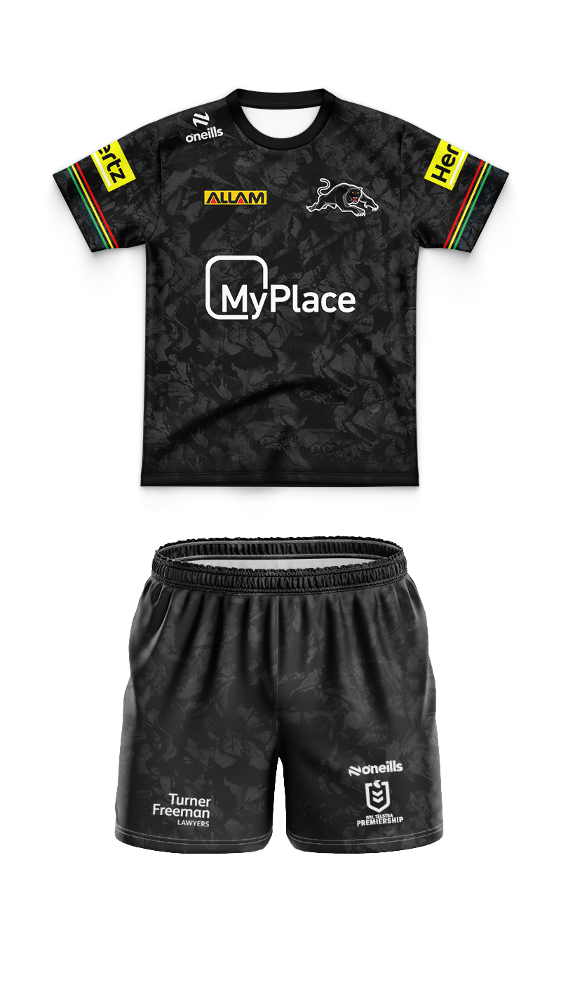 Kid's NRL Penrith Panthers 2024 Dark Training Jersey+Shorts