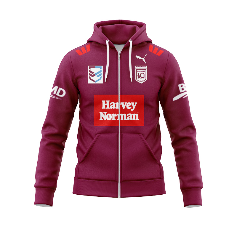 NRL QLD Maroons Harvey Norman 2024 Zipper Hoodie
