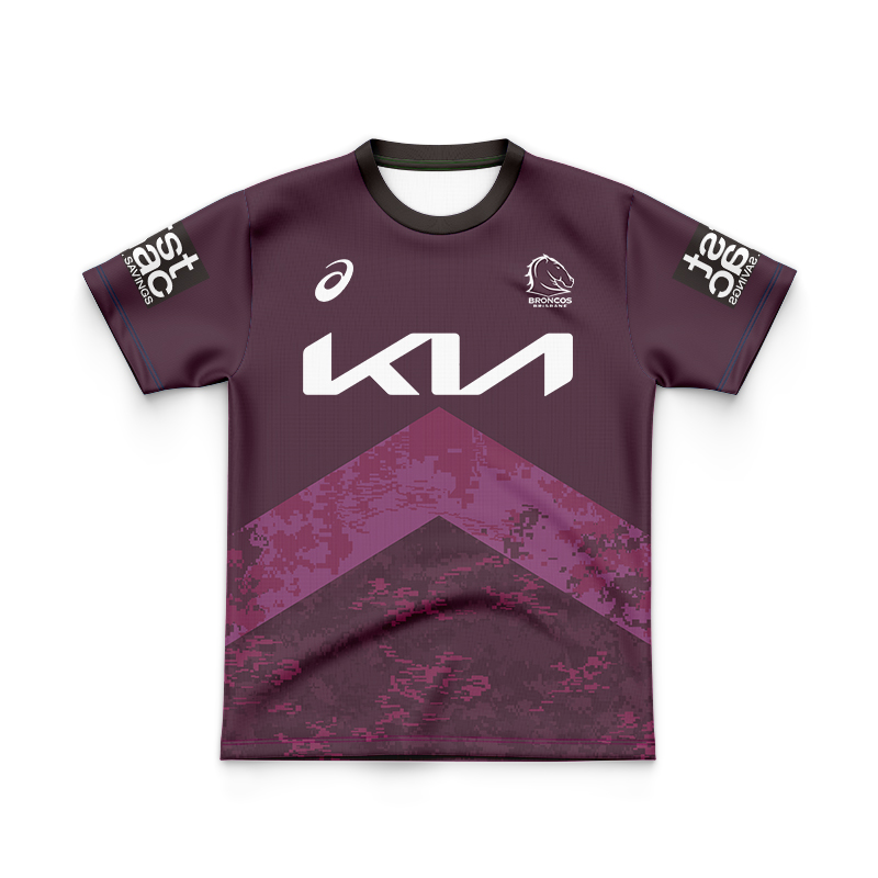 Kid's NRL Brisbane Broncos 2024 Maroon Training Jersey