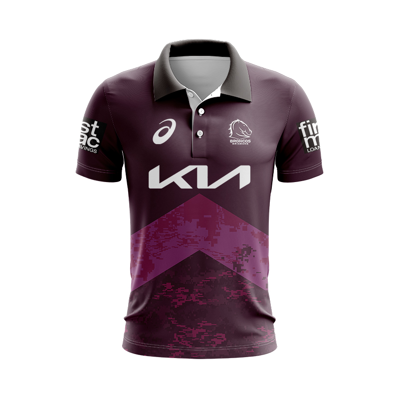 NRL Brisbane Broncos 2024 Maroon Training Polo Shirt