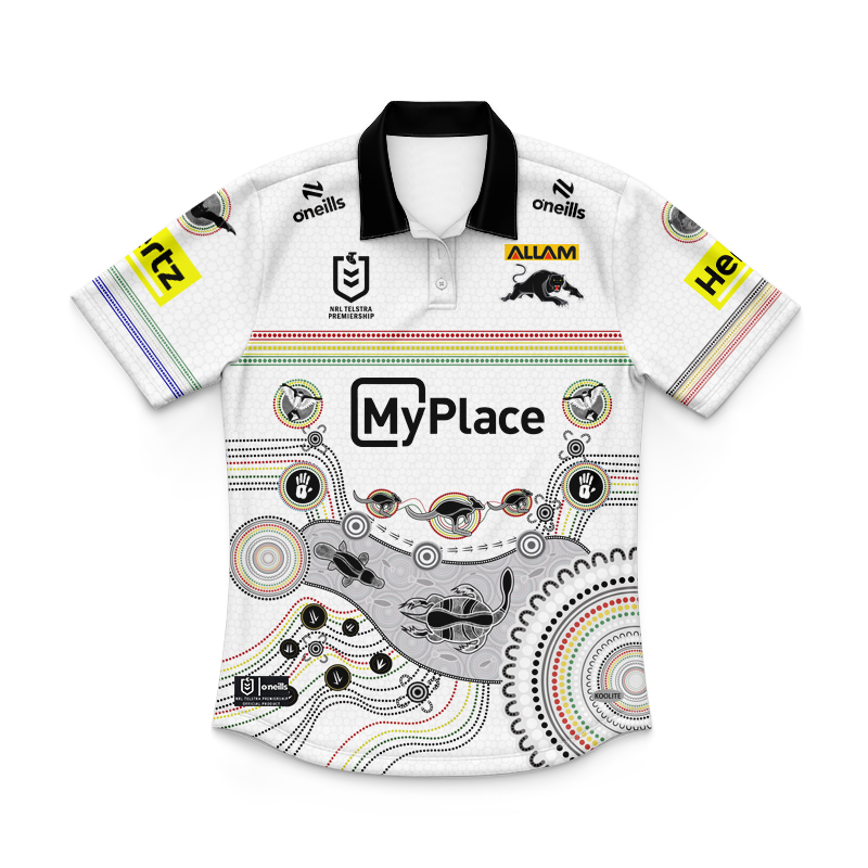 Kid's NRL Penrith Panthers 2024 Indigenous Polo Shirt