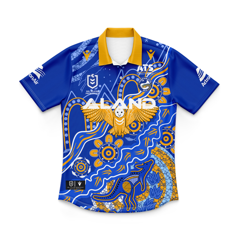 Kid's NRL Parramatta Eels 2024 Indigenous Polo Shirt