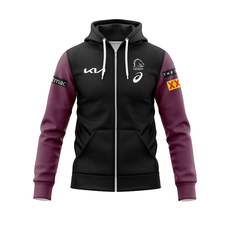 NRL Brisbane Broncos 2024 Maroon Training Zipper Hoodie