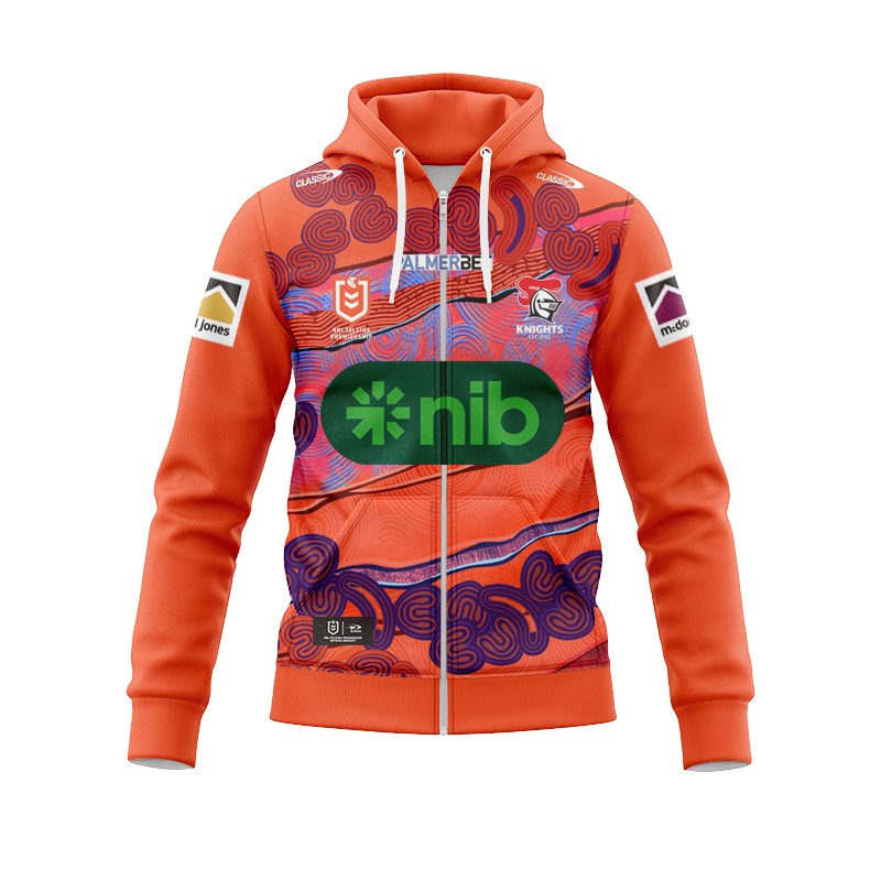 NRL Newcastle Knights 2024 Retail Indigenous Zipper Hoodie