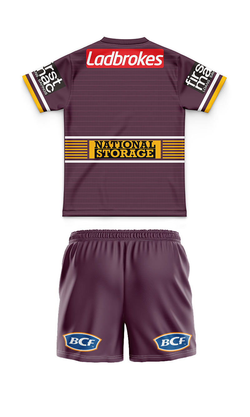 Kid's NRL Brisbane Broncos 2022 Home Jersey+Shorts
