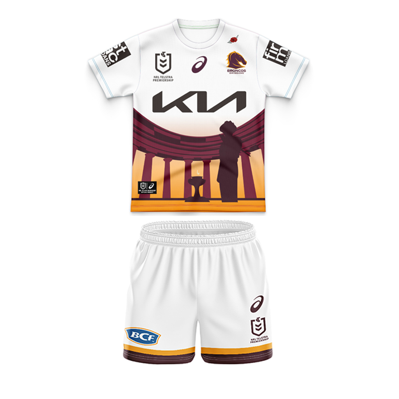 Kid's NRL Brisbane Broncos 2024 ANZAC Jersey+Shorts