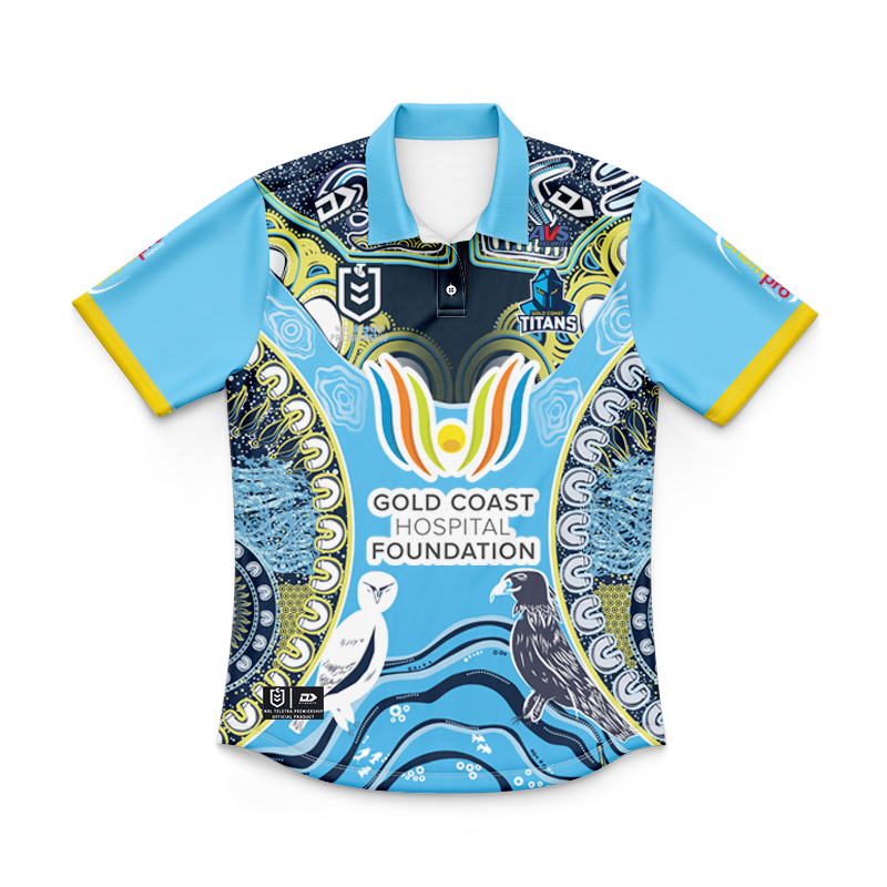 Kid's NRL Gold Coast Titans 2024 Indigenous Polo Shirt