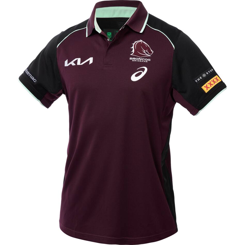 NRL Brisbane Broncos 2025 Maroon Training Polo Shirt