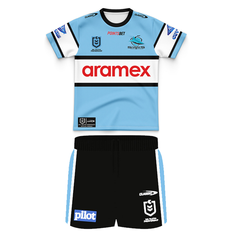 Kid's NRL Cronulla-Sutherland Sharks 2024 Home Jersey+Shorts