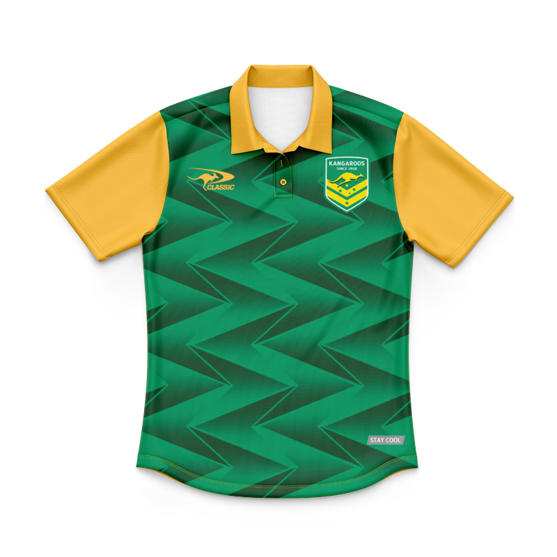 Kid's Australia Kangaroos 2024 Green Pro Training Polo Shirt