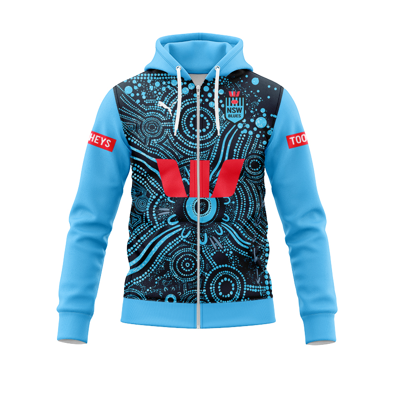 NRL NSW Blues 2024 Indigenous Zipper Hoodie