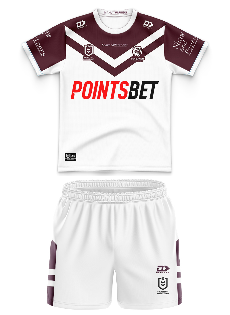 Kid's NRL Manly Warringah Sea Eagles 2024 Away Jersey+Shorts