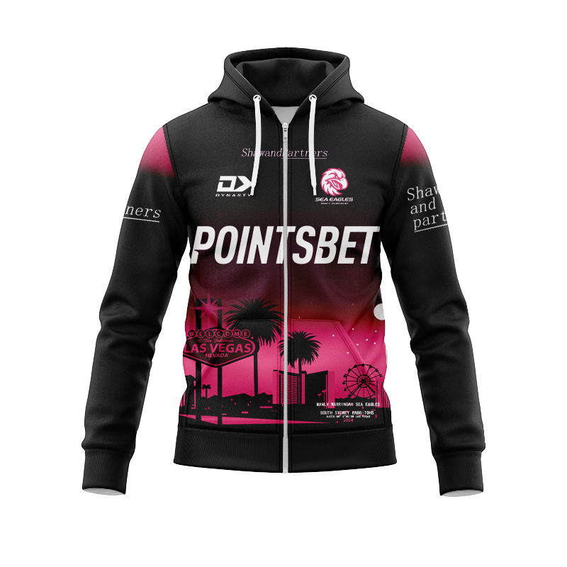 NRL Manly Warringah Sea Eagles 2024 Las Vegas Warm Up Zipper Hoodie