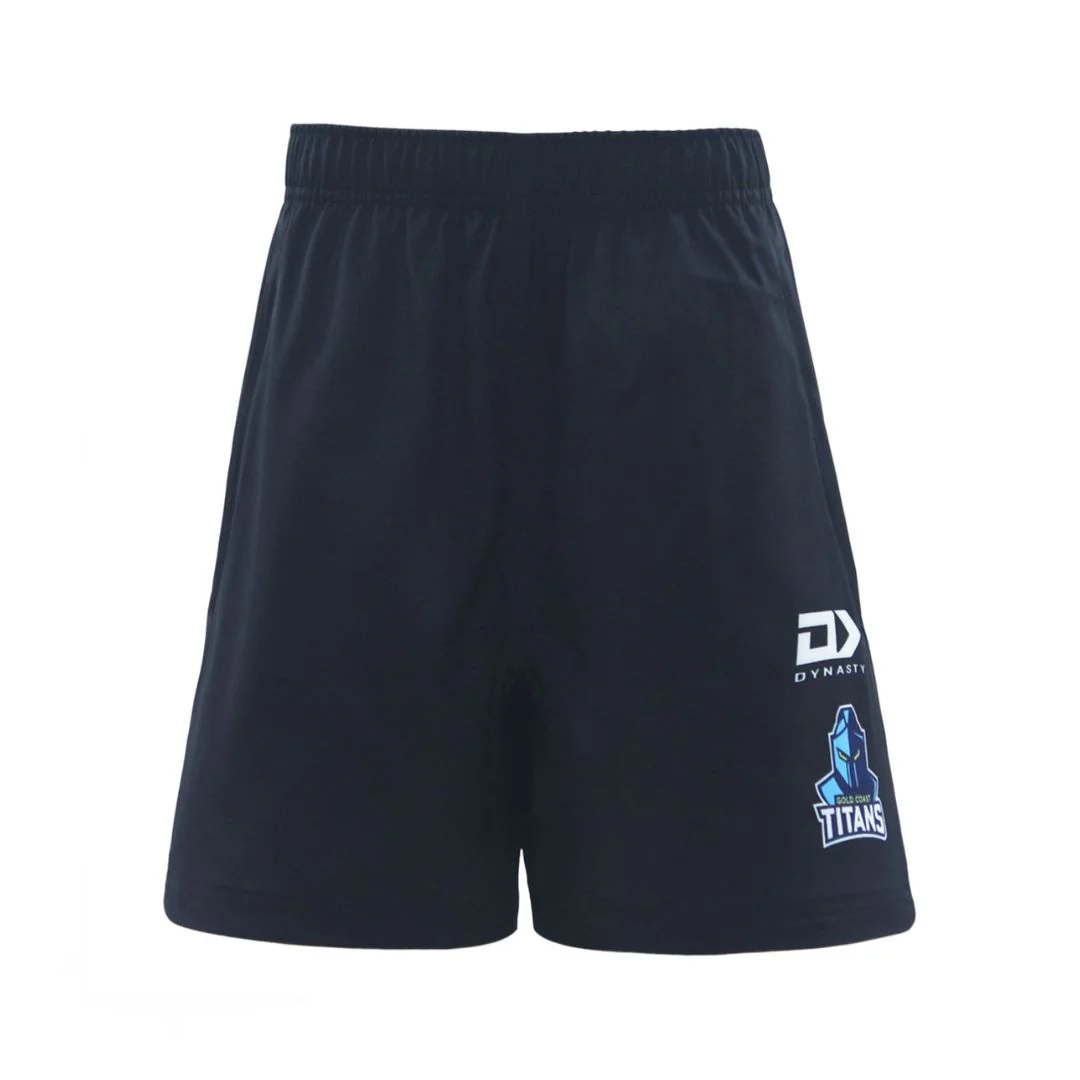 Kid's NRL Gold Coast Titans 2025 Black Gym Shorts