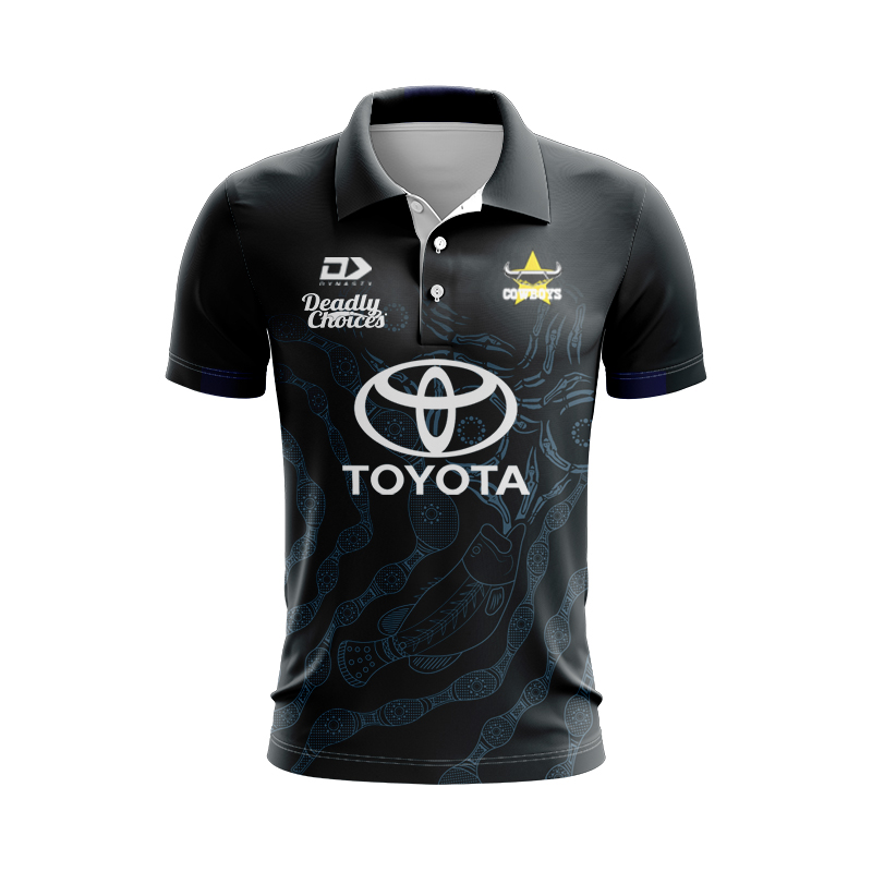 NRL North Queensland Cowboys 2024 Indigenous Dark Polo Shirt