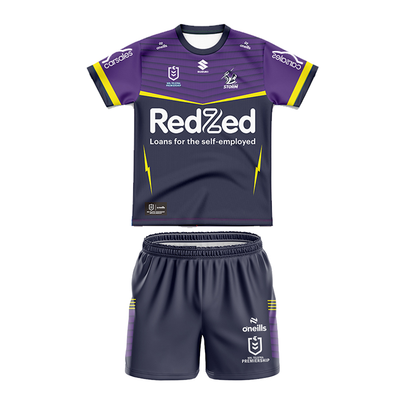 Kid's NRL Melbourne Storm 2024 Home Jersey+Shorts