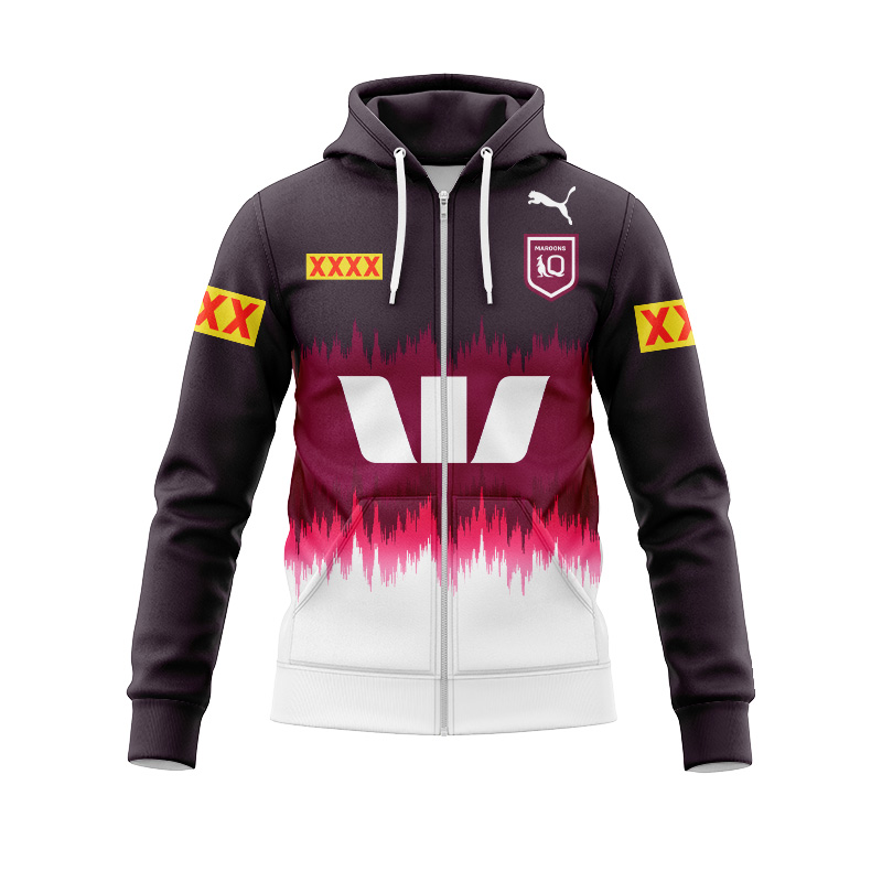 NRL QLD Maroons 2024 Training Zipper Hoodie