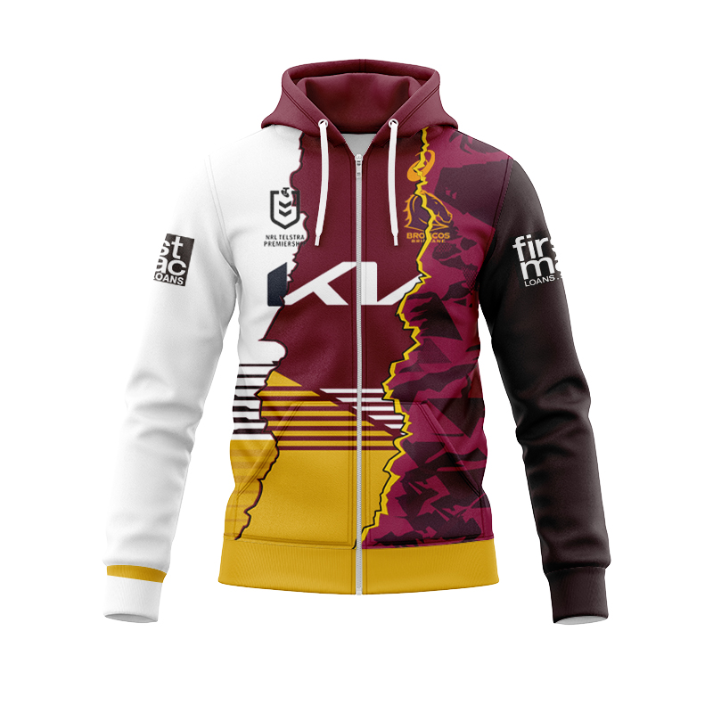 NRL Brisbane Broncos 2024 Mix Zipper Hoodie