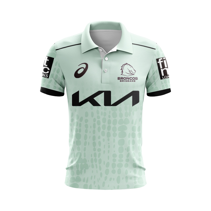 NRL Brisbane Broncos 2025 Mint Training Polo Shirt
