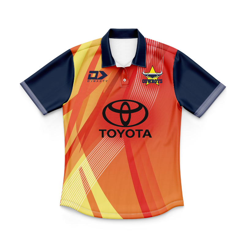 Kid's NRL North Queensland Cowboys 2024 Warm Up Polo Shirt