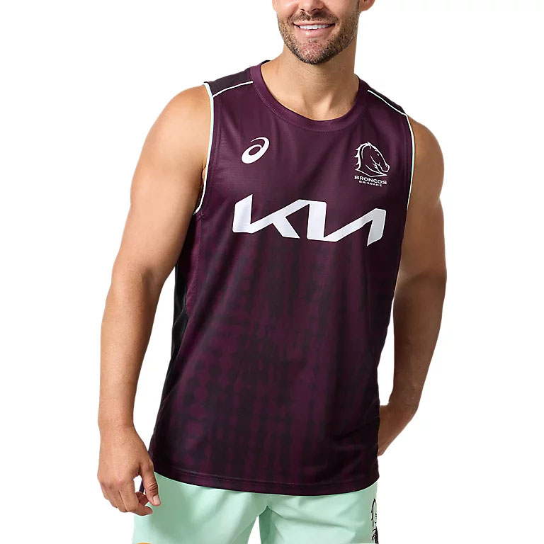 NRL Brisbane Broncos 2025 Maroon Training Singlet