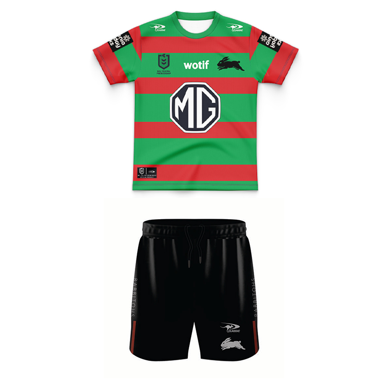 Kid's NRL South Sydney Rabbitohs 2024 Home Jersey+Shorts