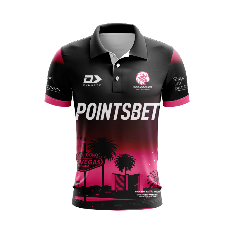 NRL Manly Warringah Sea Eagles 2024 Las Vegas Warm Up Polo Shirt