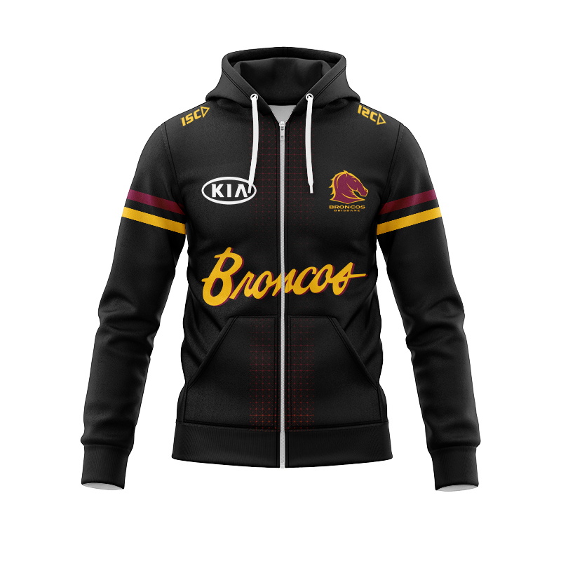 NRL Brisbane Broncos 2024 Players Run Out Zipper Hoodie