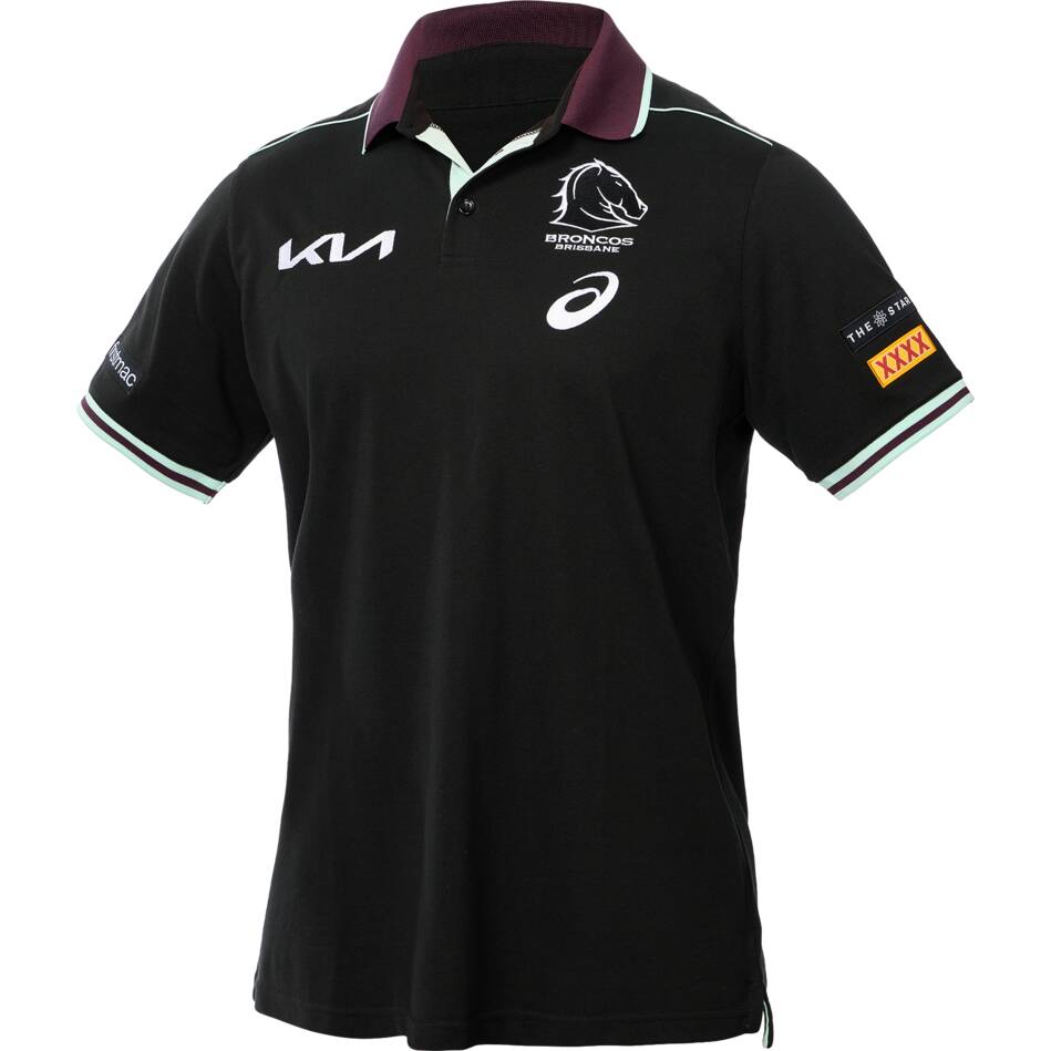 NRL Brisbane Broncos 2025 Black Team Polo Shirt