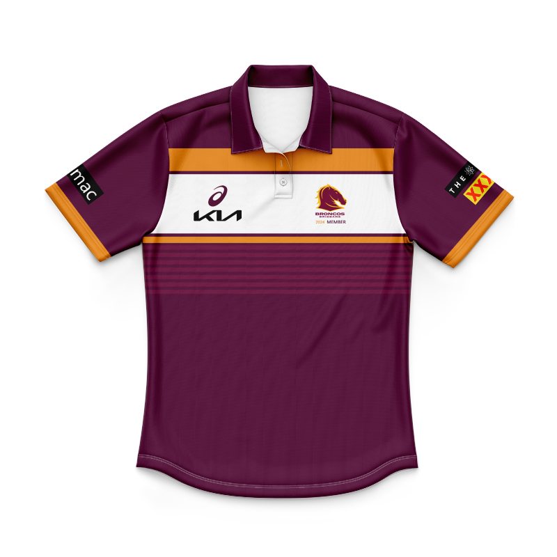 Kid's NRL Brisbane Broncos 2024 Member Polo Shirt