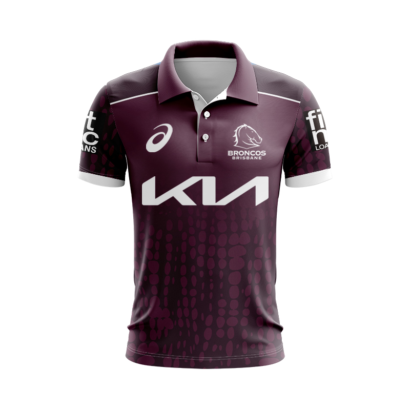 NRL Brisbane Broncos 2025 Maroon Training Polo Shirt