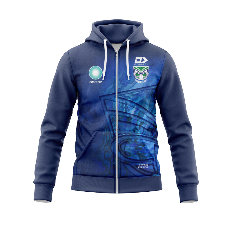 NRL New Zealand Warriors 2025 Paua Warm Up Zipper Hoodie
