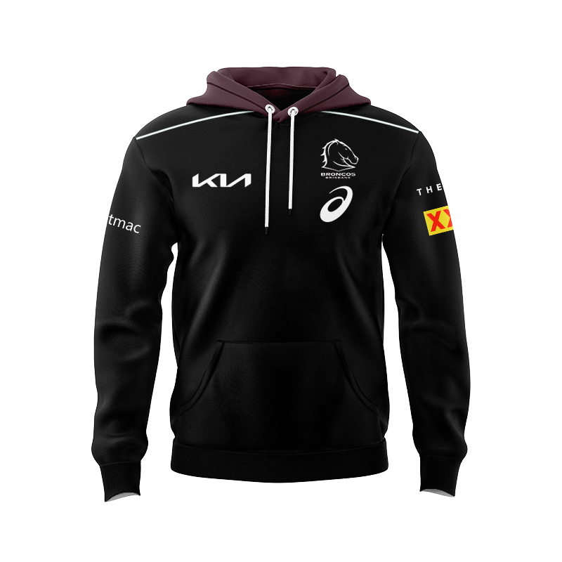 NRL Brisbane Broncos 2025 Black Team Hoodie