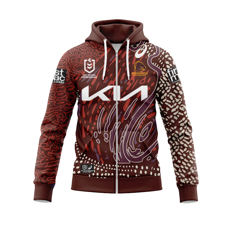 NRL Brisbane Broncos 2024 Indigenous Zipper Hoodie