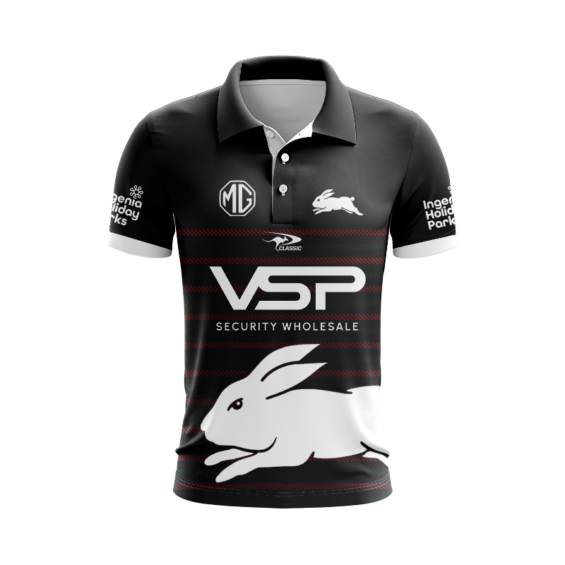 NRL South Sydney Rabbitohs 2024 P-Black Training Polo Shirt