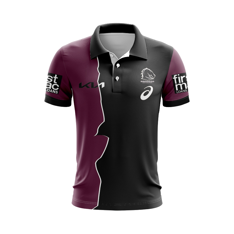 NRL Brisbane Broncos 2024 Training Mix Polo Shirt
