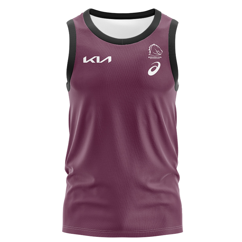 NRL Brisbane Broncos 2024 Maroon Training Singlet