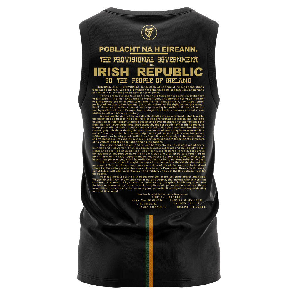 Men's Ireland GAA 1916 Commemoration Black Sleeveless Jersey