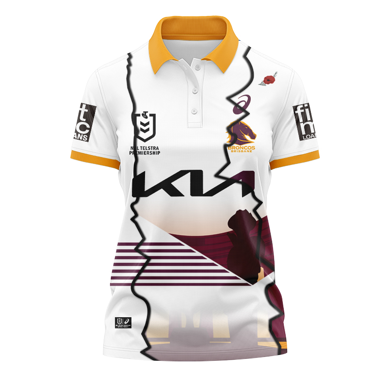 Women's NRL Brisbane Broncos 2024 ANZAC Mix Polo Shirt