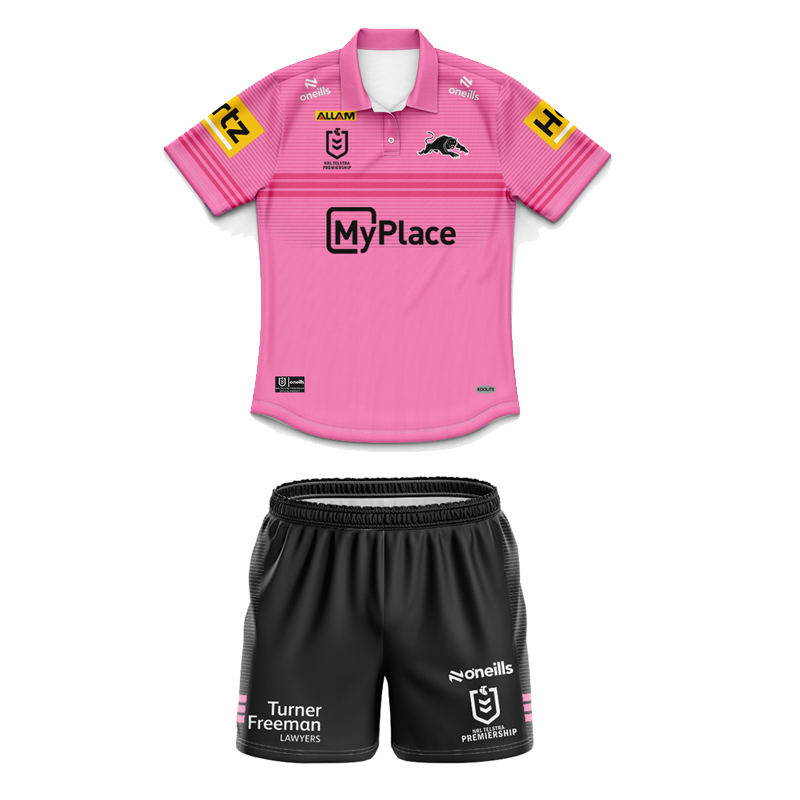Kid's NRL Penrith Panthers 2025 Away Polo Jersey+Shorts