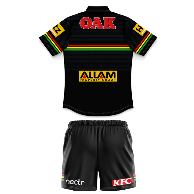 Kid's NRL Penrith Panthers 2025 Home Polo Jersey+Shorts