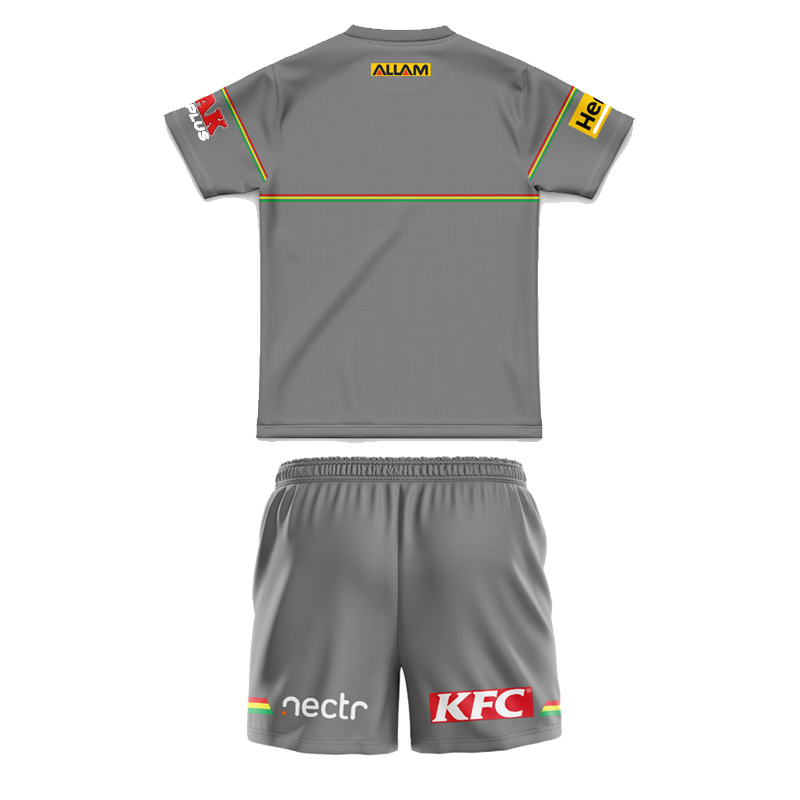 Kid's NRL Penrith Panthers 2025 Grey Media Jersey+Shorts