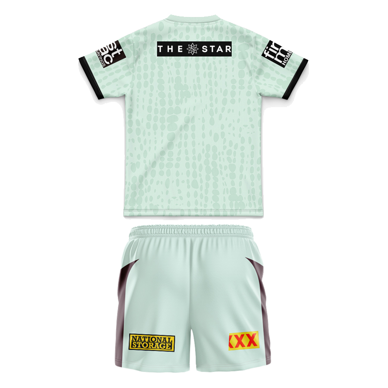 Kid's NRL Brisbane Broncos 2025 Mint Polo Jersey+Shorts