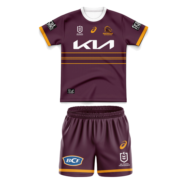 Kid's NRL Brisbane Broncos 2025 Home Jersey+Shorts