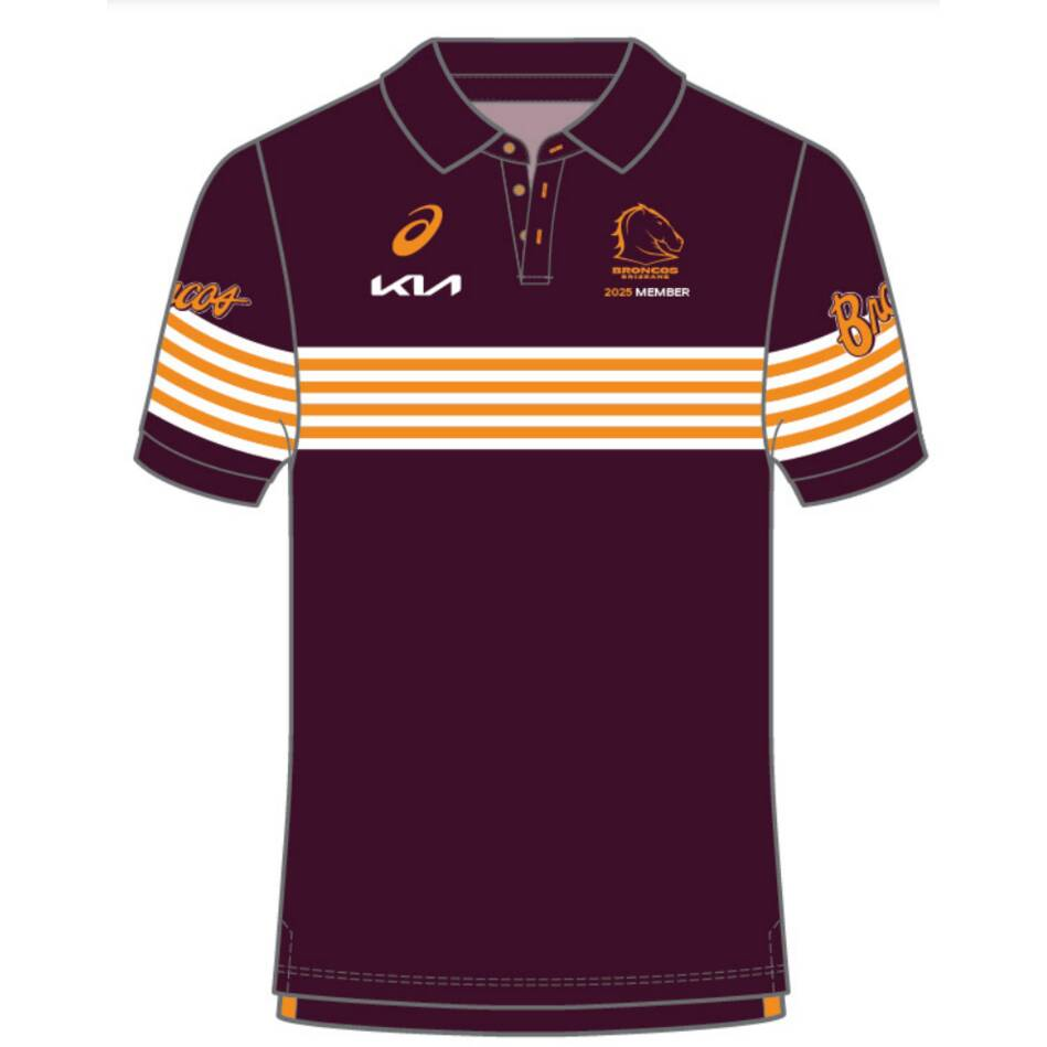 NRL Brisbane Broncos 2025 Mens Member Polo Shirt