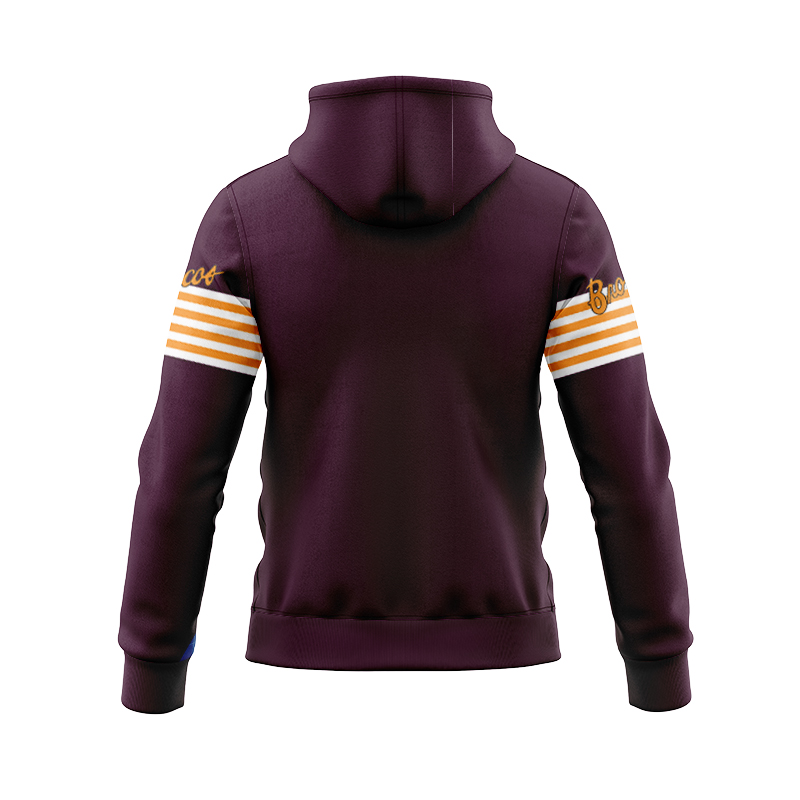 NRL Brisbane Broncos 2025 Mulberry Media Zipper Hoodie