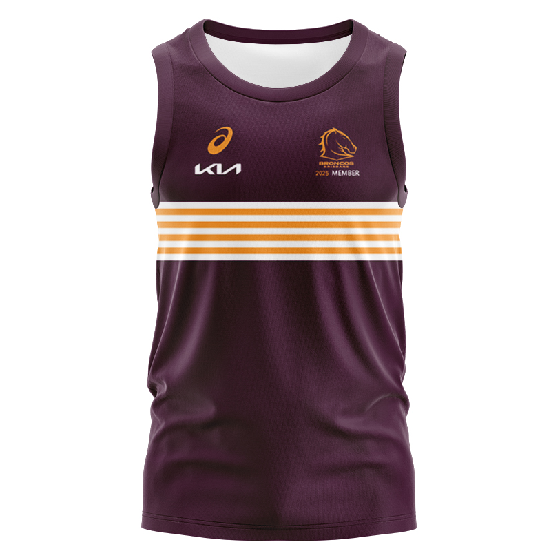 NRL Brisbane Broncos 2025 Mulberry Media Singlet
